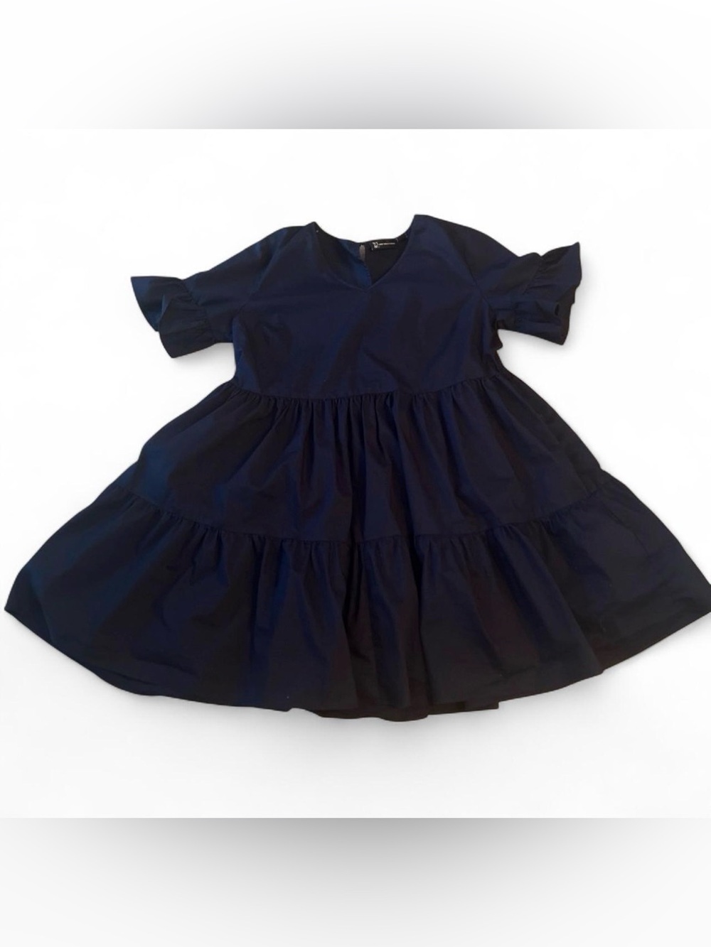 New York & Company Women’s Navy Tiered Ruffle Sleeve Dress